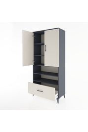 Hyperion Dolap 5 Raflı Tek Çekmeceli 2 Kapaklı 88x44x195 Antrasit-Aytaşı
