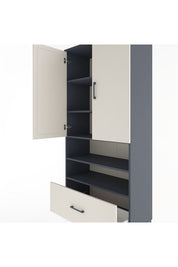 Hyperion Dolap 5 Raflı Tek Çekmeceli 2 Kapaklı 88x44x195 Antrasit-Aytaşı