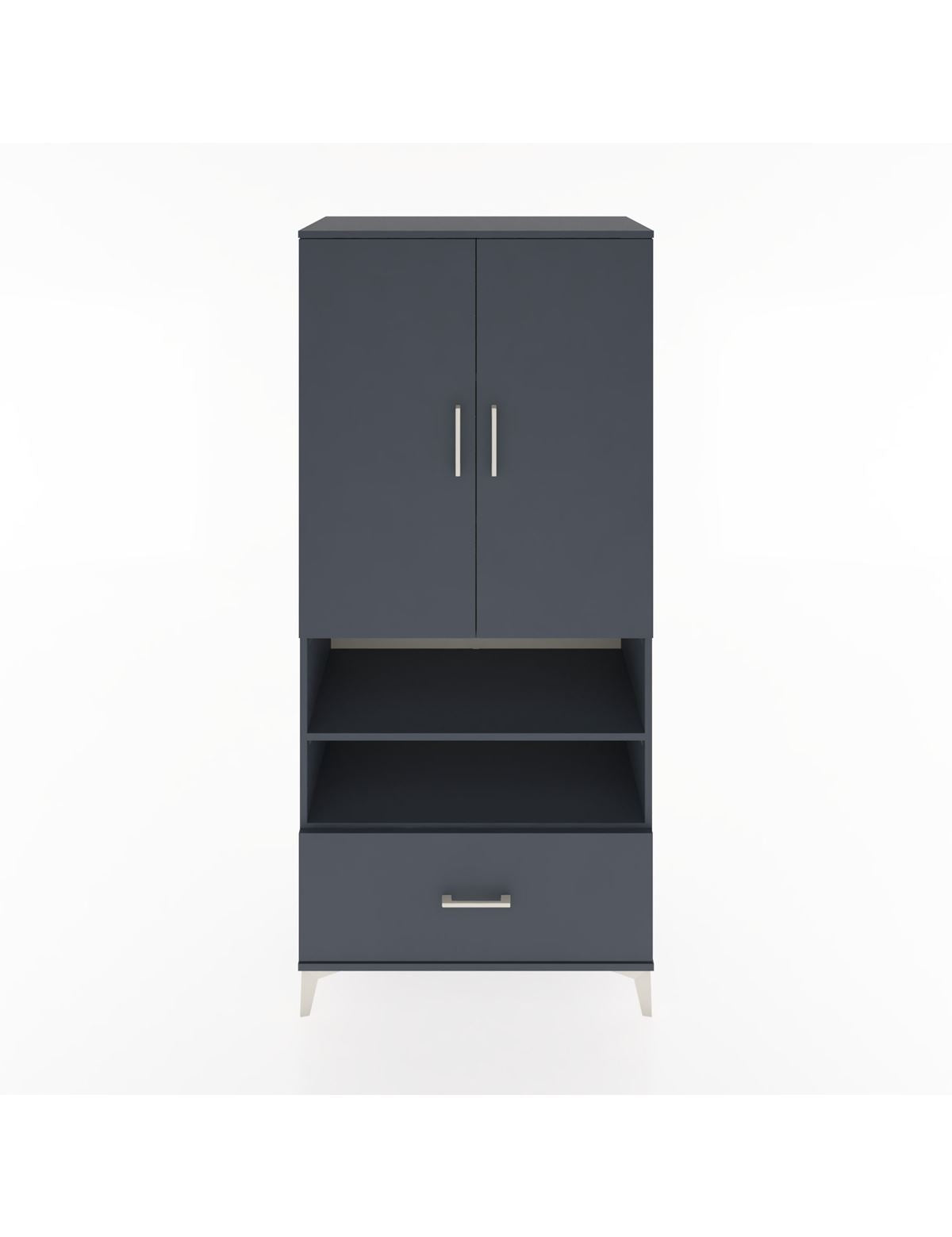 Hyperion Dolap 5 Raflı Tek Çekmeceli 2 Kapaklı 88x44x195 Antrasit-Antrasit