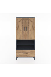 Hyperion Dolap 5 Raflı Tek Çekmeceli 2 Kapaklı 88x44x195 Antrasit-Çam