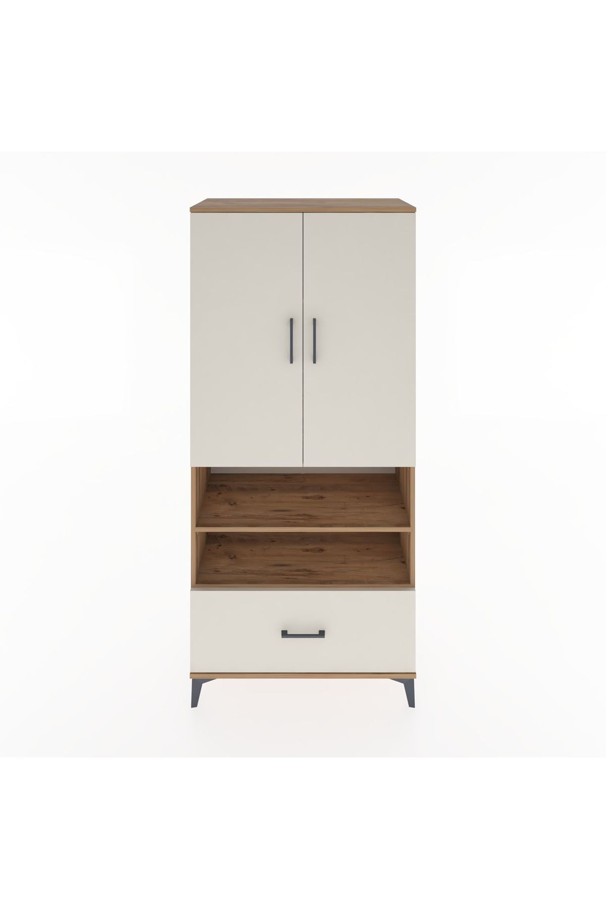 Hyperion Dolap 5 Raflı Tek Çekmeceli 2 Kapaklı 88x44x195 Çam-Aytaşı