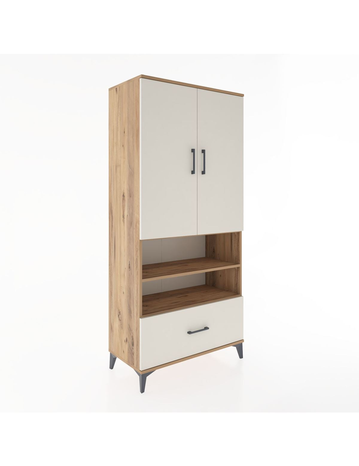 Hyperion Dolap 5 Raflı Tek Çekmeceli 2 Kapaklı 88x44x195 Çam-Aytaşı