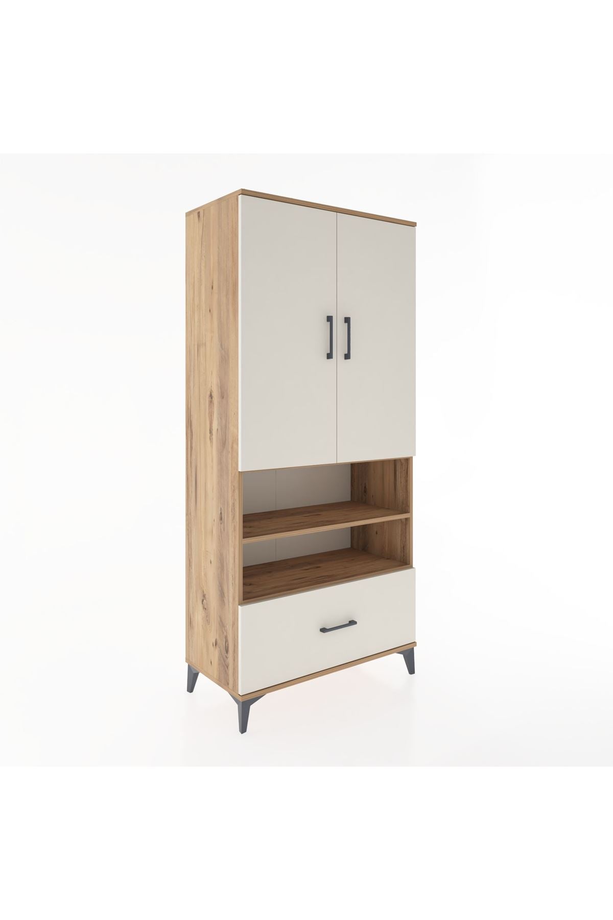 Hyperion Dolap 5 Raflı Tek Çekmeceli 2 Kapaklı 88x44x195 Çam-Aytaşı