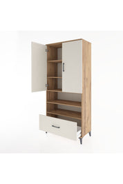 Hyperion Dolap 5 Raflı Tek Çekmeceli 2 Kapaklı 88x44x195 Çam-Aytaşı