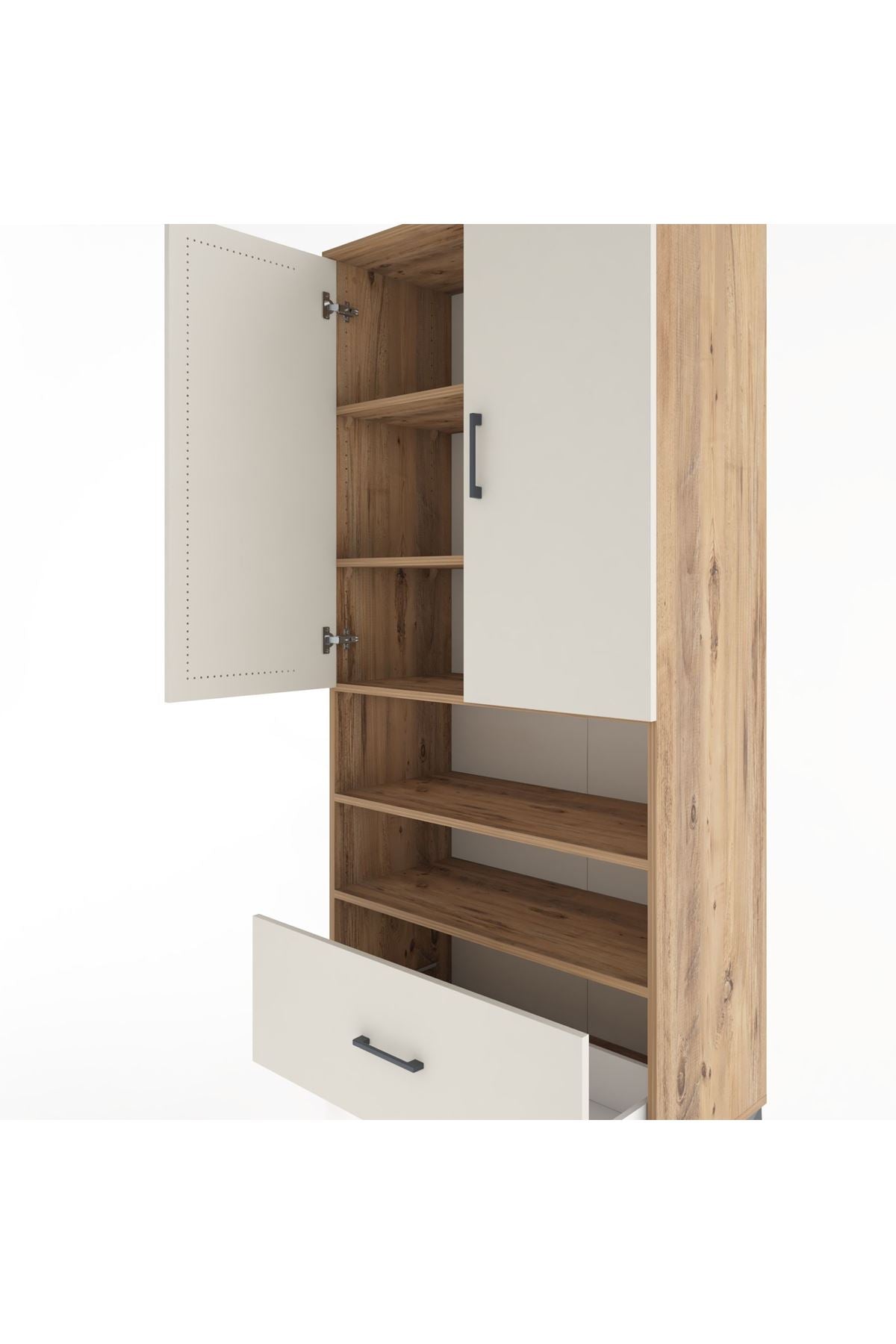 Hyperion Dolap 5 Raflı Tek Çekmeceli 2 Kapaklı 88x44x195 Çam-Aytaşı