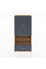 Hyperion Dolap 5 Raflı Tek Çekmeceli 2 Kapaklı 88x44x195 Çam-Antrasit