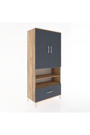 Hyperion Dolap 5 Raflı Tek Çekmeceli 2 Kapaklı 88x44x195 Çam-Antrasit