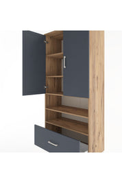 Hyperion Dolap 5 Raflı Tek Çekmeceli 2 Kapaklı 88x44x195 Çam-Antrasit