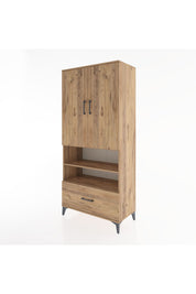 Hyperion Dolap 5 Raflı Tek Çekmeceli 2 Kapaklı 88x44x195 Çam-Çam