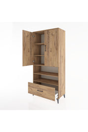 Hyperion Dolap 5 Raflı Tek Çekmeceli 2 Kapaklı 88x44x195 Çam-Çam