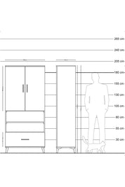 Hyperion Dolap 5 Raflı Tek Çekmeceli 2 Kapaklı 88x44x195 Çam-Antrasit
