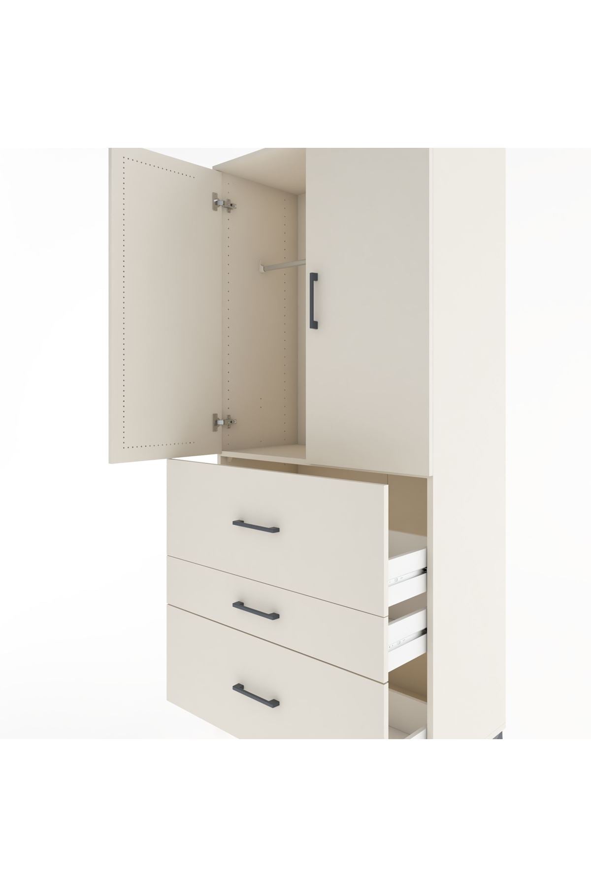Hyperion Dolap Tek Raflı 3 Çekmeceli Tek Askılı 88x44x195 Aytaşı-Aytaşı