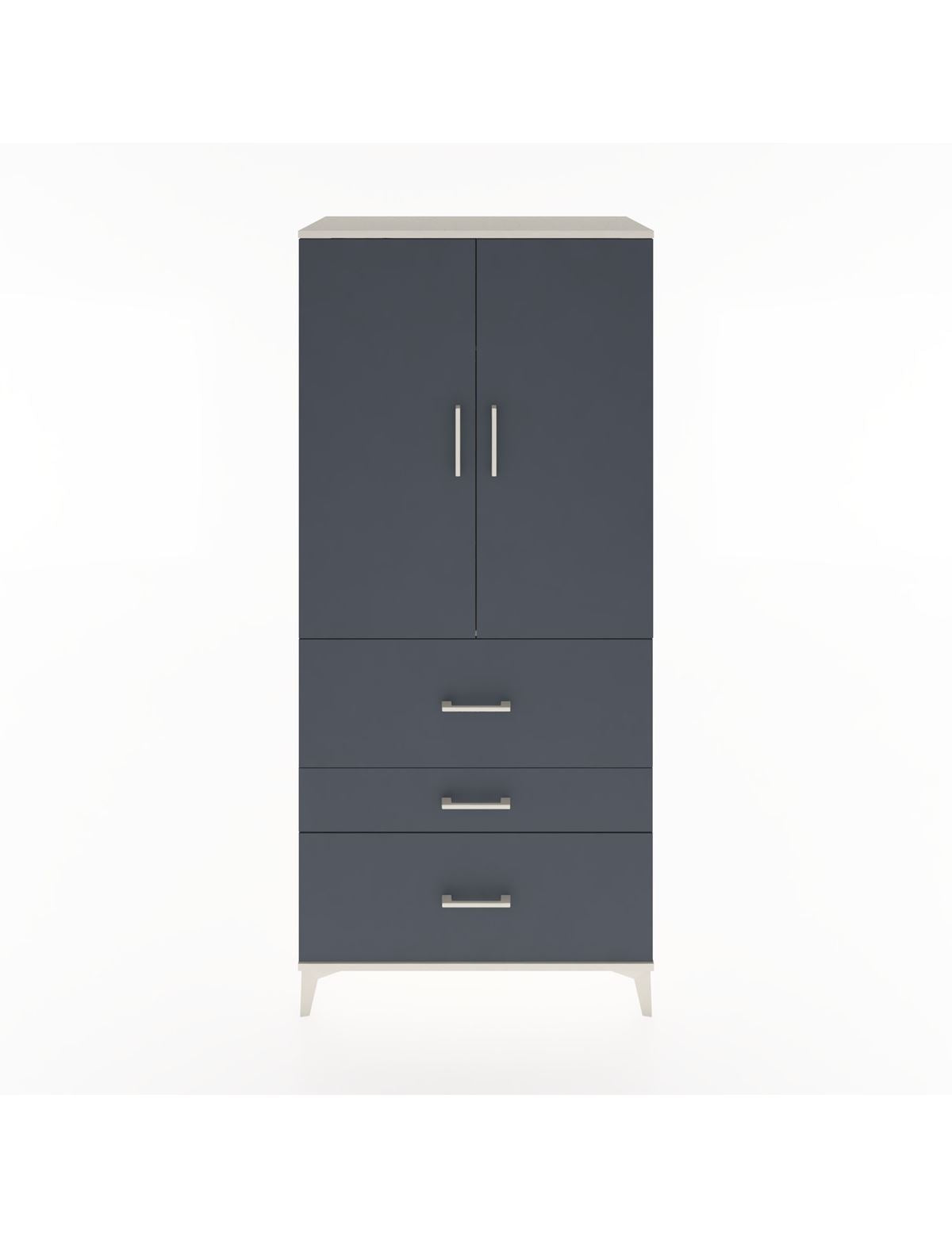 Hyperion Dolap Tek Raflı 3 Çekmeceli Tek Askılı 88x44x195 Aytaşı-Antrasit