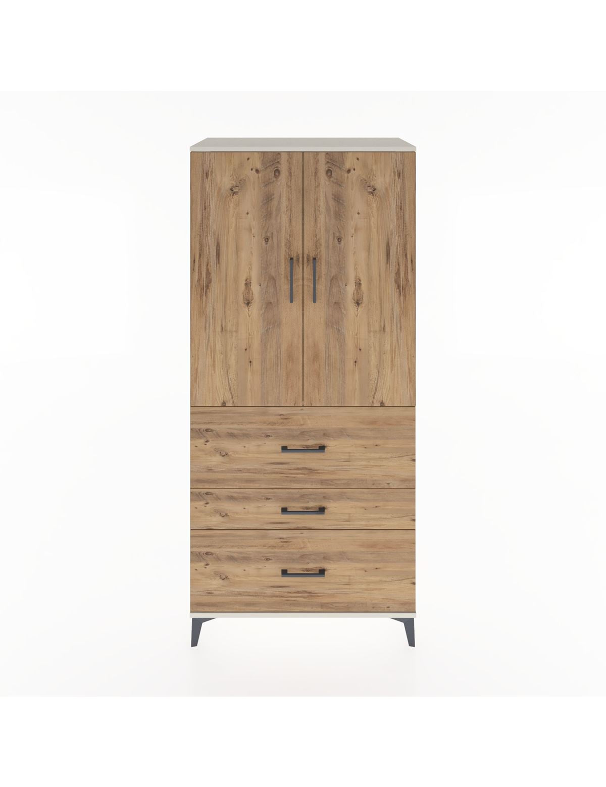 Hyperion Dolap Tek Raflı 3 Çekmeceli Tek Askılı 88x44x195 Aytaşı-Çam