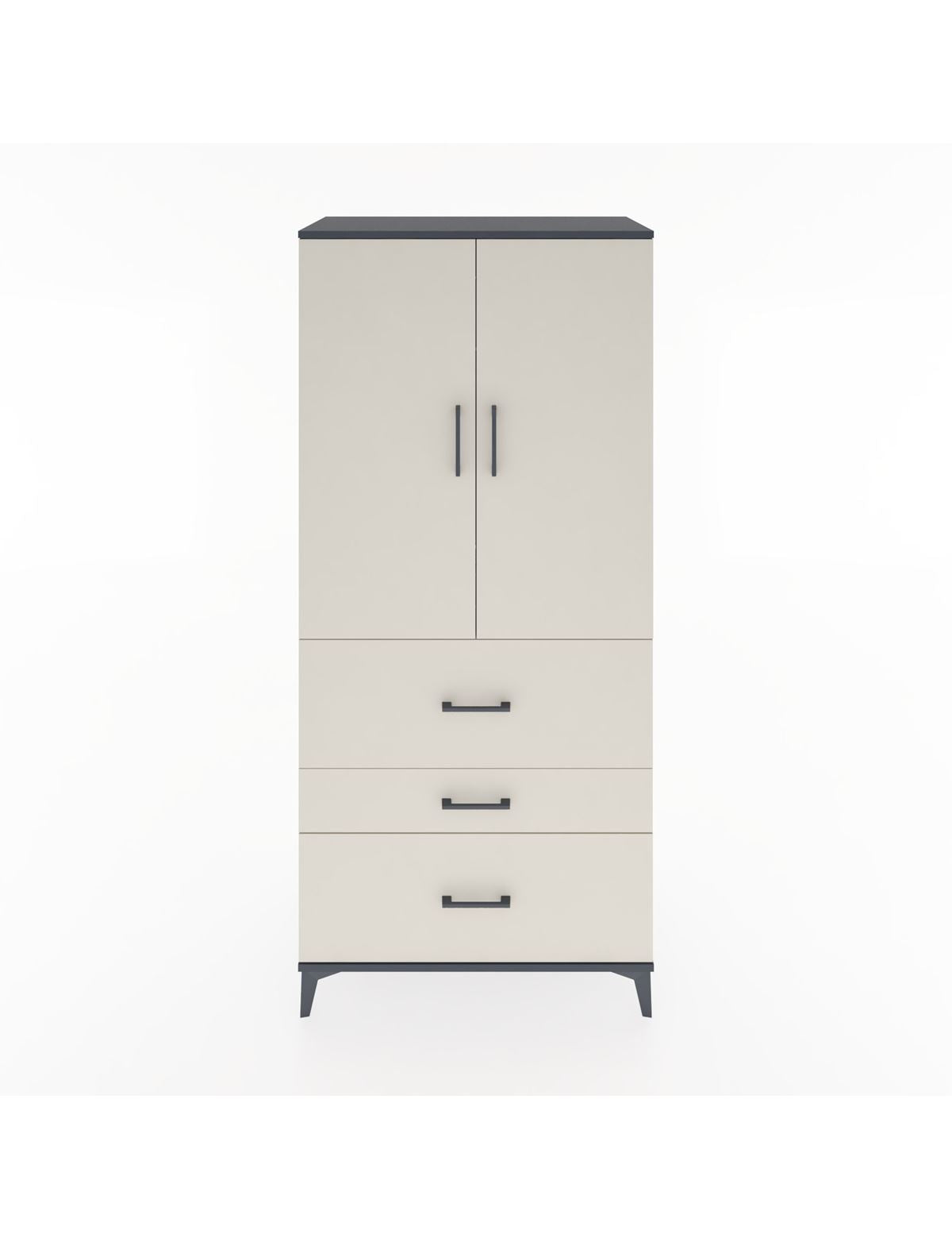 Hyperion Dolap Tek Raflı 3 Çekmeceli Tek Askılı 88x44x195 Antrasit-Aytaşı