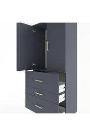 Hyperion Dolap Tek Raflı 3 Çekmeceli Tek Askılı 88x44x195 Antrasit-Antrasit