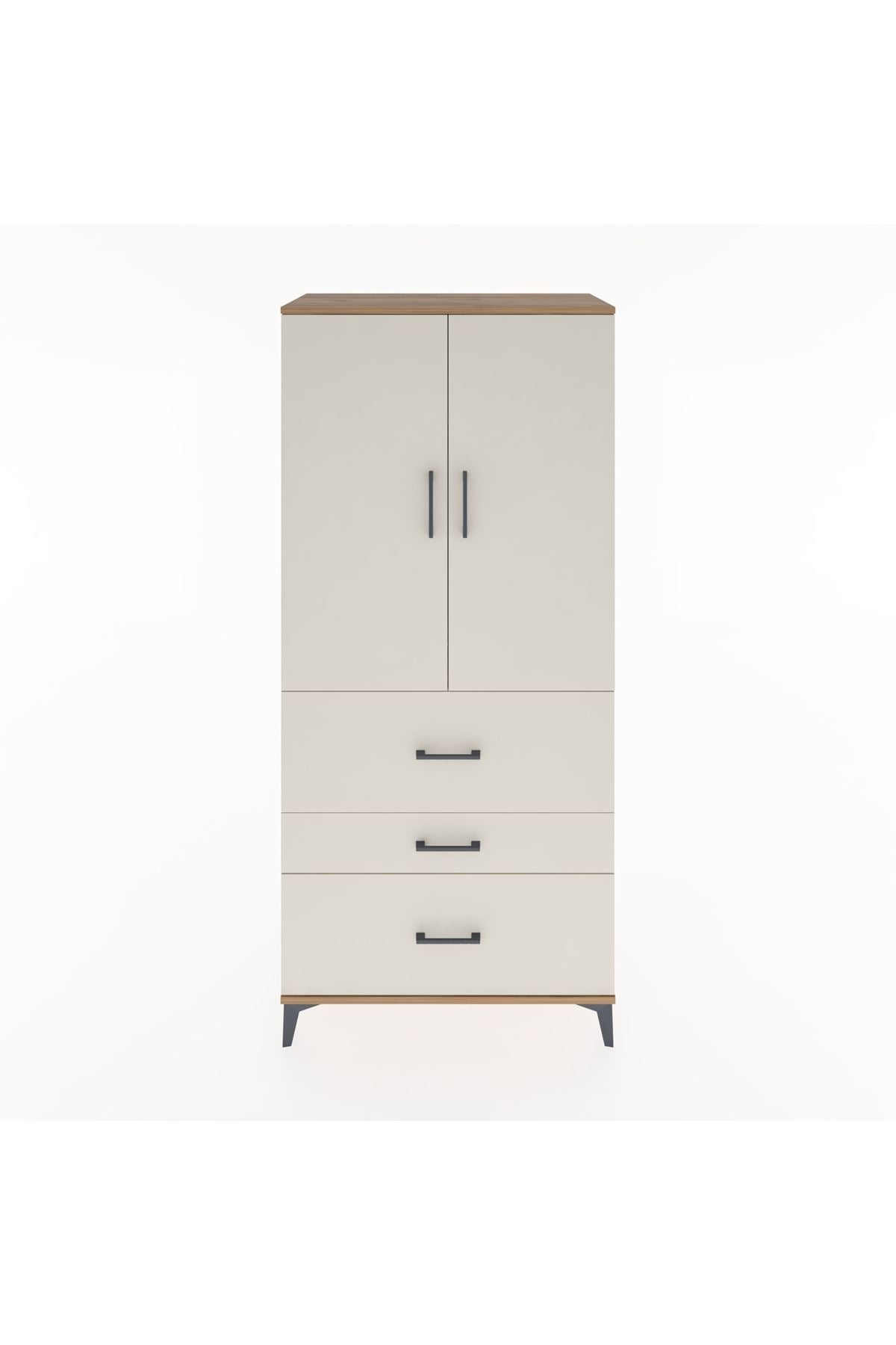 Hyperion Dolap Tek Raflı 3 Çekmeceli Tek Askılı 88x44x195 Çam-Aytaşı