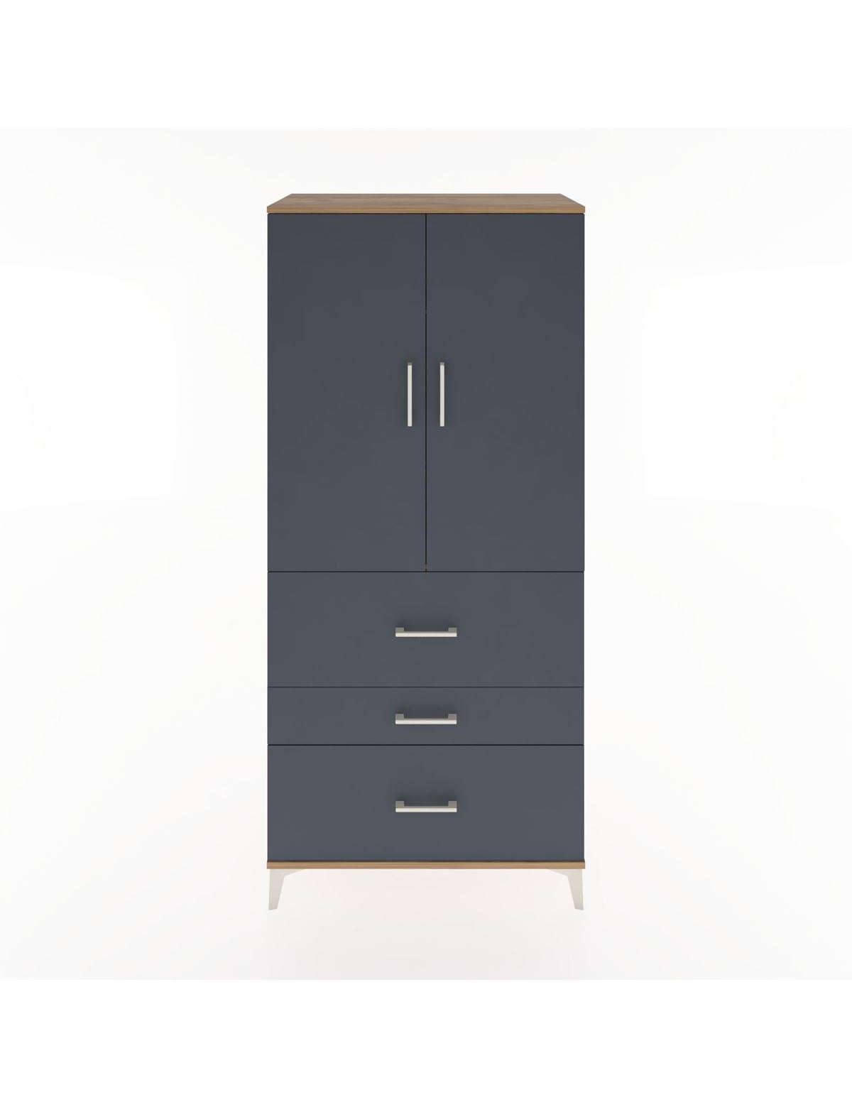 Hyperion Dolap Tek Raflı 3 Çekmeceli Tek Askılı 88x44x195 Çam-Antrasit