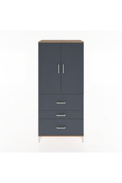 Hyperion Dolap Tek Raflı 3 Çekmeceli Tek Askılı 88x44x195 Çam-Antrasit