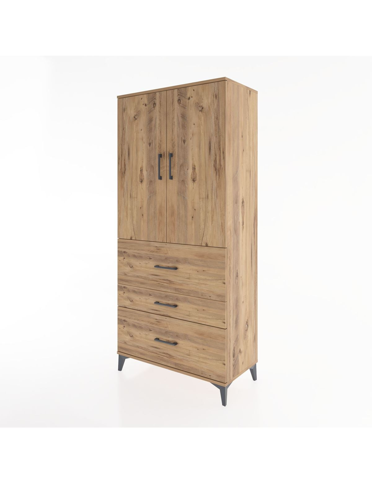 Hyperion Dolap Tek Raflı 3 Çekmeceli Tek Askılı 88x44x195 - S60M033V9B
