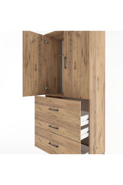 Hyperion Dolap Tek Raflı 3 Çekmeceli Tek Askılı 88x44x195 Çam-Çam