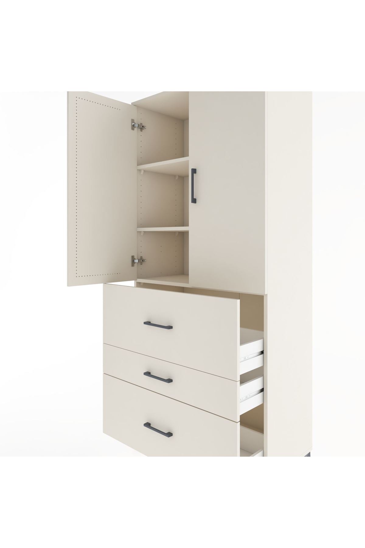 Hyperion Dolap 3 Raflı 3 Çekmeceli 2 Kapaklı 88x44x195 Aytaşı-Aytaşı