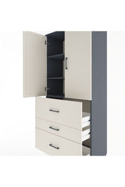 Hyperion Dolap 3 Raflı 3 Çekmeceli 2 Kapaklı 88x44x195 Antrasit-Aytaşı