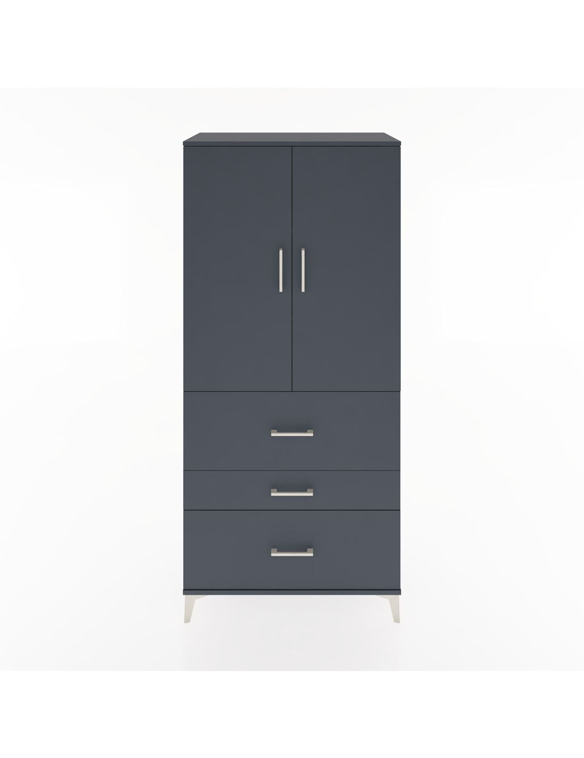 Hyperion Dolap 3 Raflı 3 Çekmeceli 2 Kapaklı 88x44x195 Antrasit-Antrasit