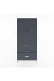 Hyperion Dolap 3 Raflı 3 Çekmeceli 2 Kapaklı 88x44x195 Antrasit-Antrasit