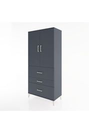 Hyperion Dolap 3 Raflı 3 Çekmeceli 2 Kapaklı 88x44x195 Antrasit-Antrasit