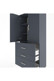 Hyperion Dolap 3 Raflı 3 Çekmeceli 2 Kapaklı 88x44x195 Antrasit-Antrasit