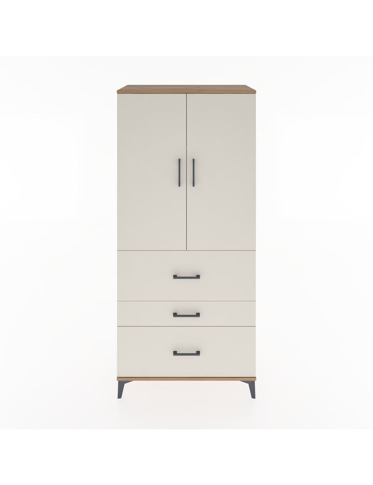 Hyperion Dolap 3 Raflı 3 Çekmeceli 2 Kapaklı 88x44x195 Çam-Aytaşı