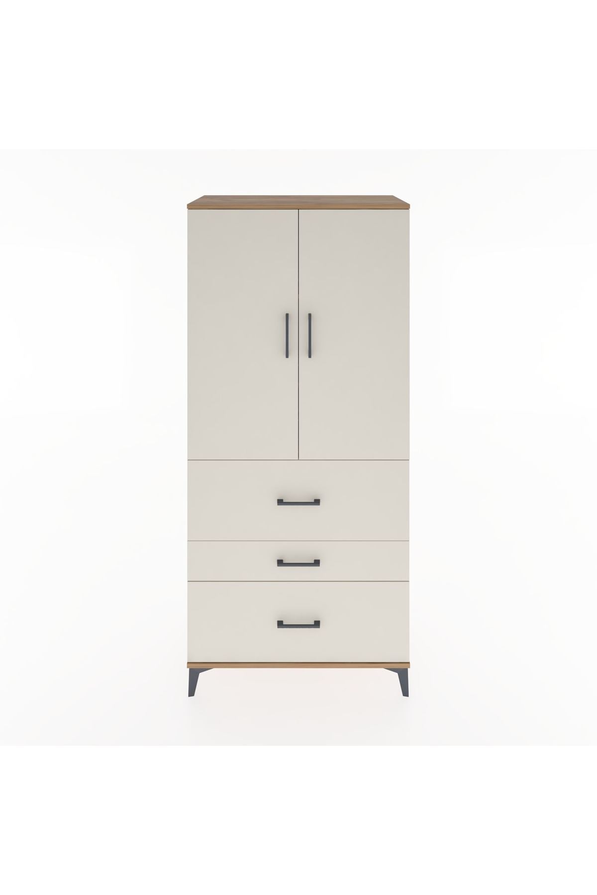 Hyperion Dolap 3 Raflı 3 Çekmeceli 2 Kapaklı 88x44x195 Çam-Aytaşı