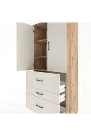 Hyperion Dolap 3 Raflı 3 Çekmeceli 2 Kapaklı 88x44x195 Çam-Aytaşı