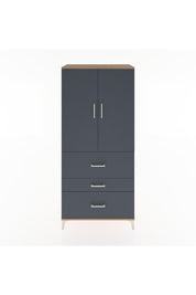 Hyperion Dolap 3 Raflı 3 Çekmeceli 2 Kapaklı 88x44x195 Çam-Antrasit