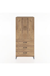 Hyperion Dolap 3 Raflı 3 Çekmeceli 2 Kapaklı 88x44x195 Çam-Çam