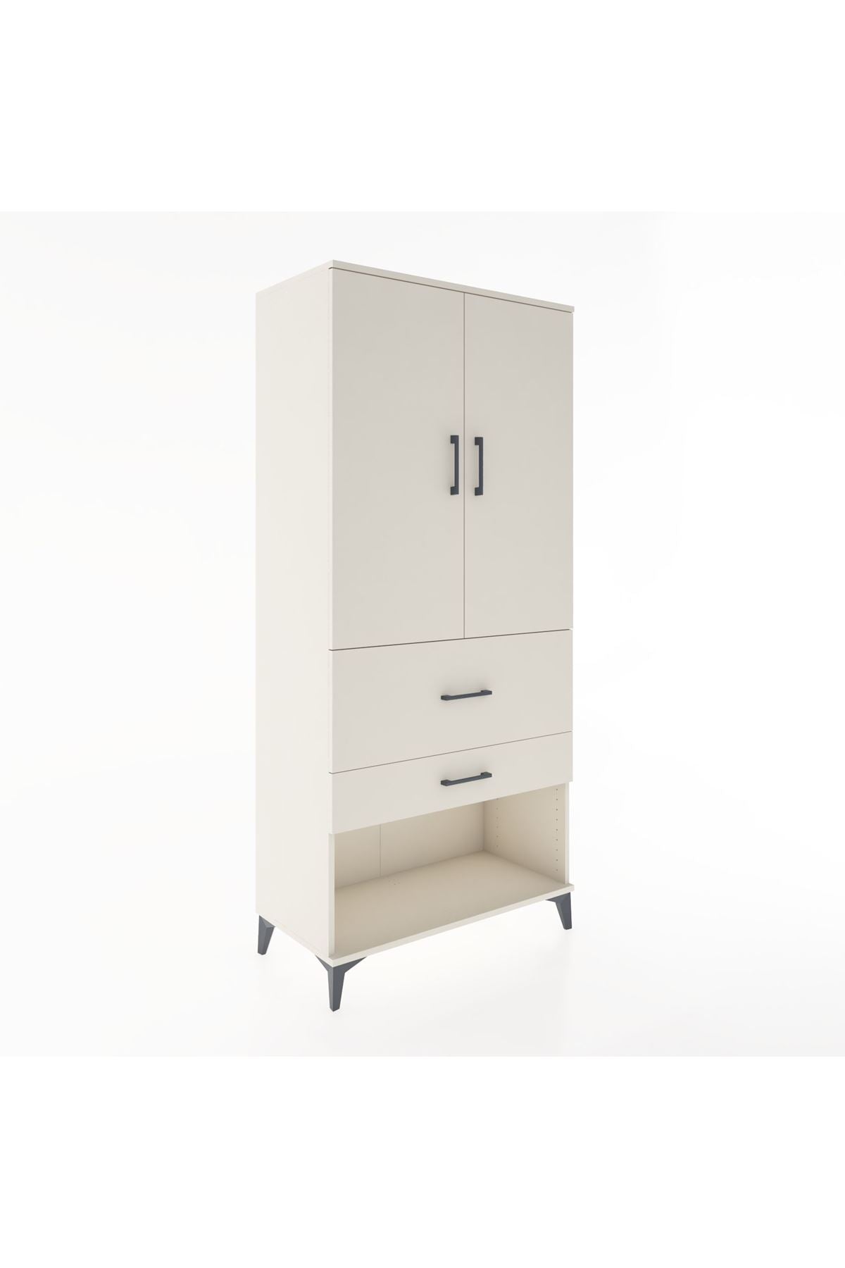 Hyperion Dolap Tek Raflı 2 Çekmeceli Tek Askılı 88x44x195 Aytaşı-Aytaşı