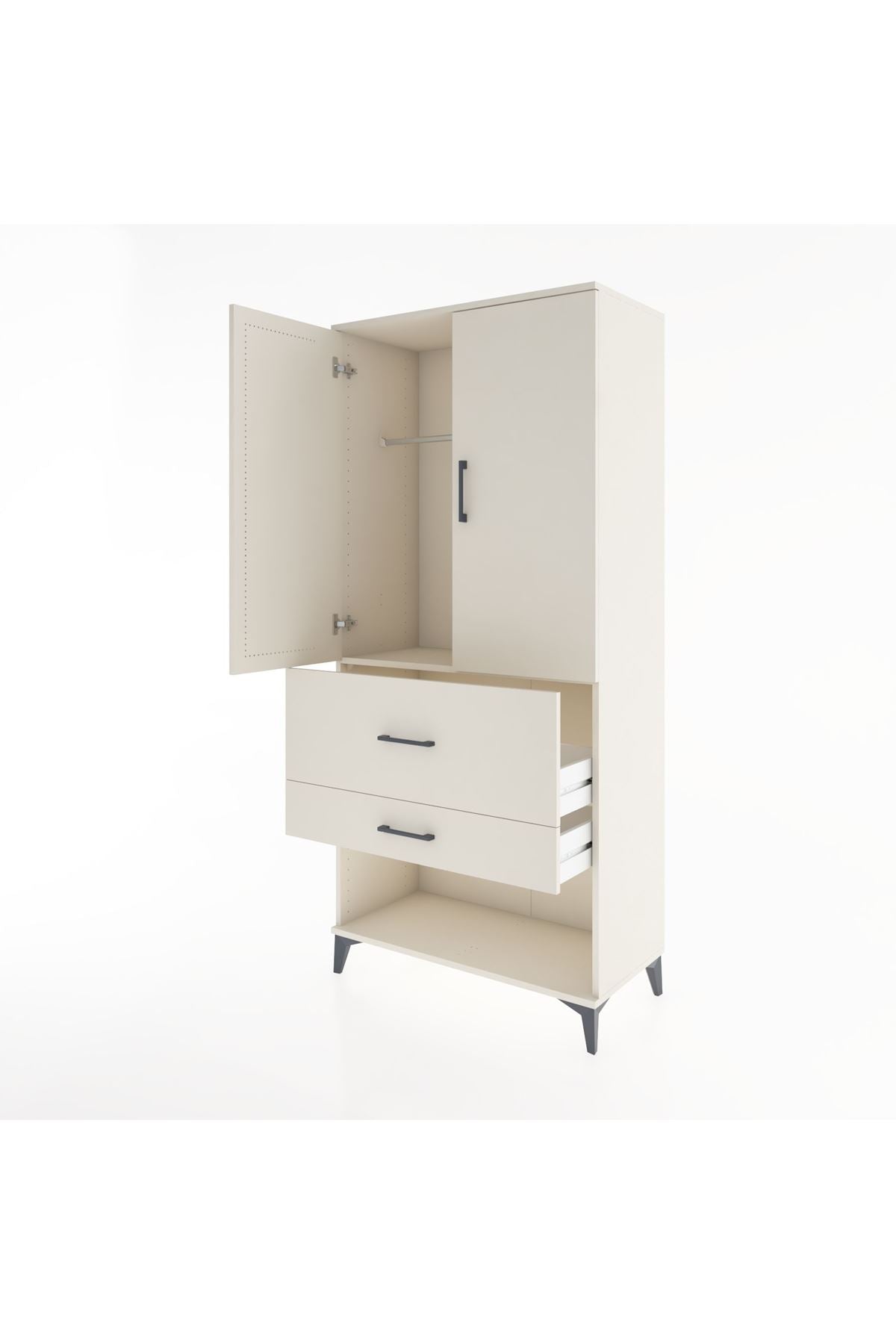 Hyperion Dolap Tek Raflı 2 Çekmeceli Tek Askılı 88x44x195 Aytaşı-Aytaşı