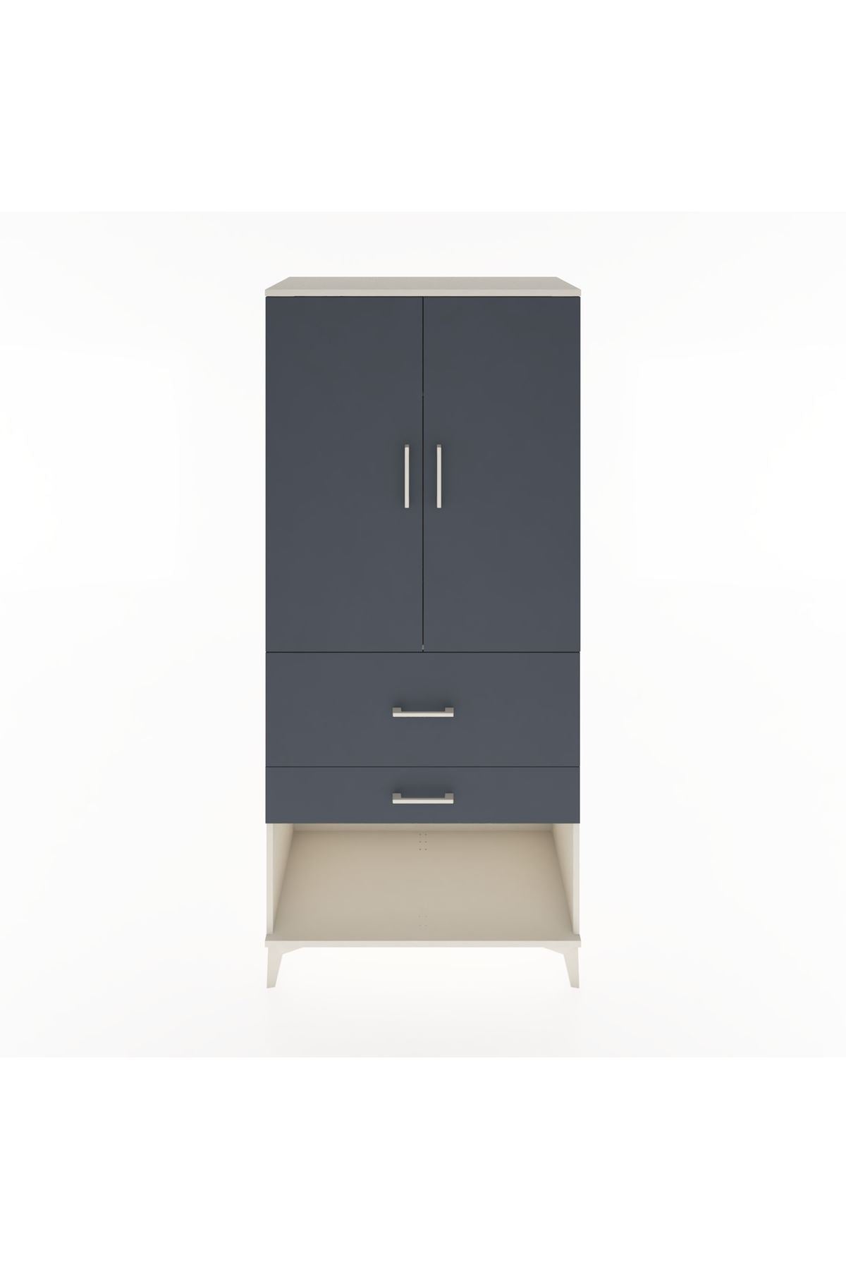 Hyperion Dolap Tek Raflı 2 Çekmeceli Tek Askılı 88x44x195 Aytaşı-Antrasit