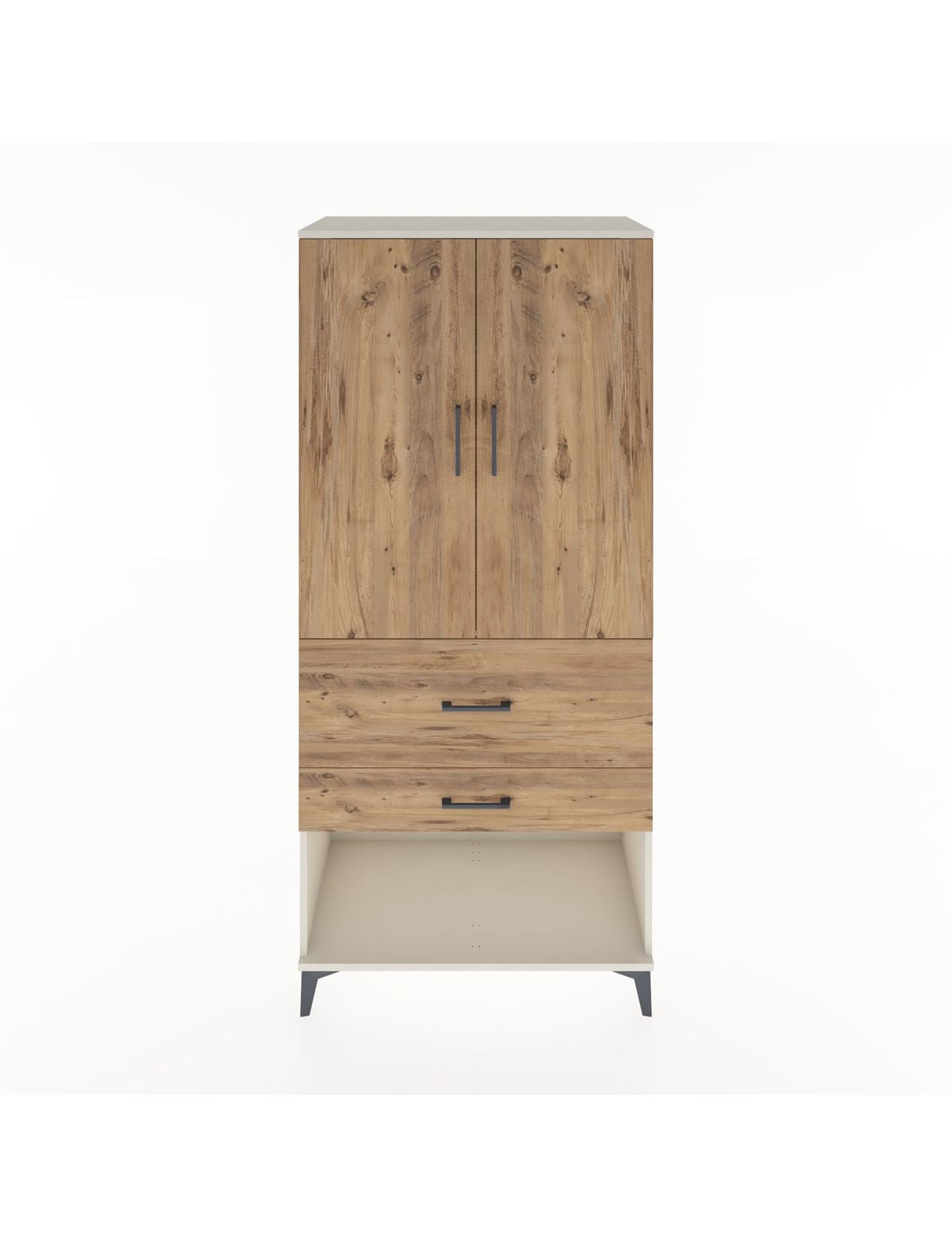 Hyperion Dolap Tek Raflı 2 Çekmeceli Tek Askılı 88x44x195 Aytaşı-Çam