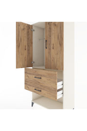 Hyperion Dolap Tek Raflı 2 Çekmeceli Tek Askılı 88x44x195 Aytaşı-Çam