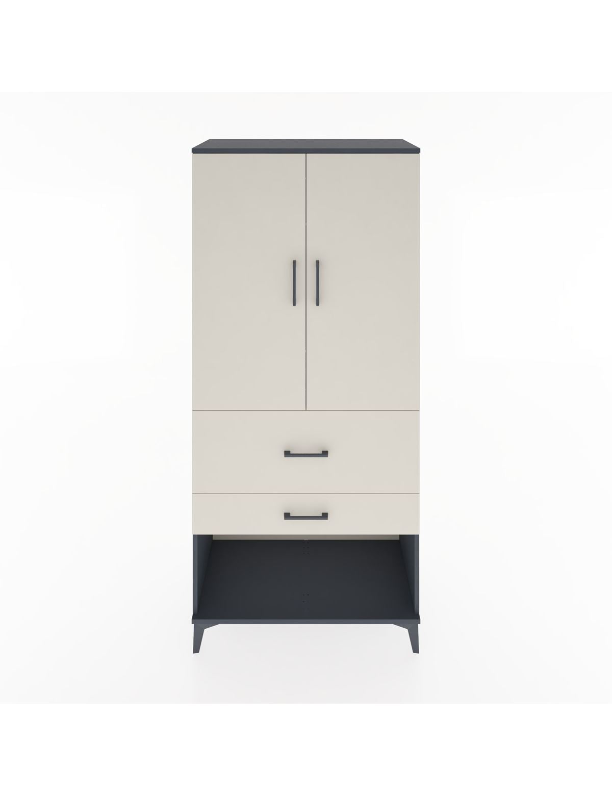 Hyperion Dolap Tek Raflı 2 Çekmeceli Tek Askılı 88x44x195 Antrasit-Aytaşı