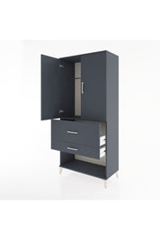 Hyperion Dolap Tek Raflı 2 Çekmeceli Tek Askılı 88x44x195 Antrasit-Antrasit