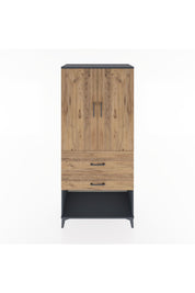 Hyperion Dolap Tek Raflı 2 Çekmeceli Tek Askılı 88x44x195 Antrasit-Çam