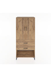 Hyperion Dolap Tek Raflı 2 Çekmeceli Tek Askılı 88x44x195 Çam-Çam