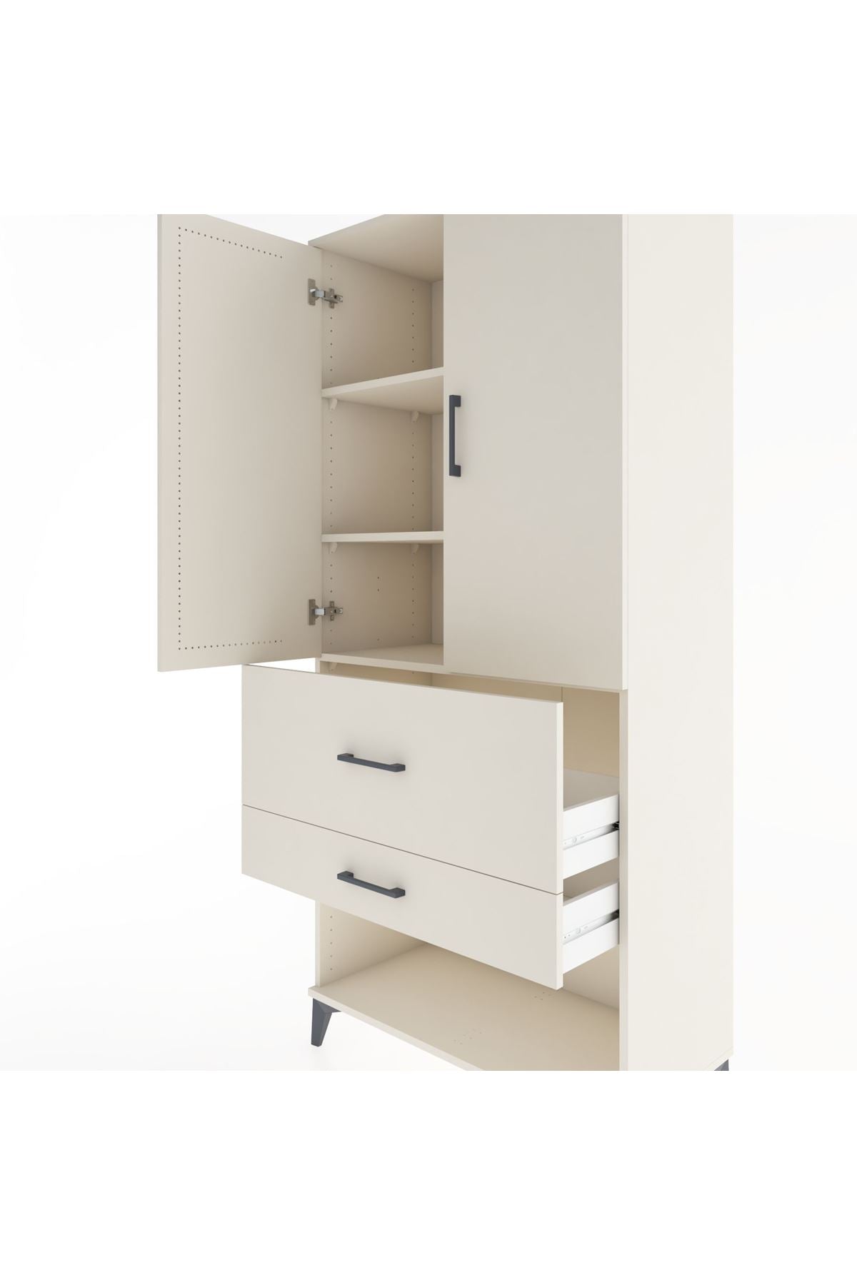 Hyperion Dolap 3 Raflı 2 Çekmeceli 2 Kapaklı 88x44x195 Aytaşı-Aytaşı