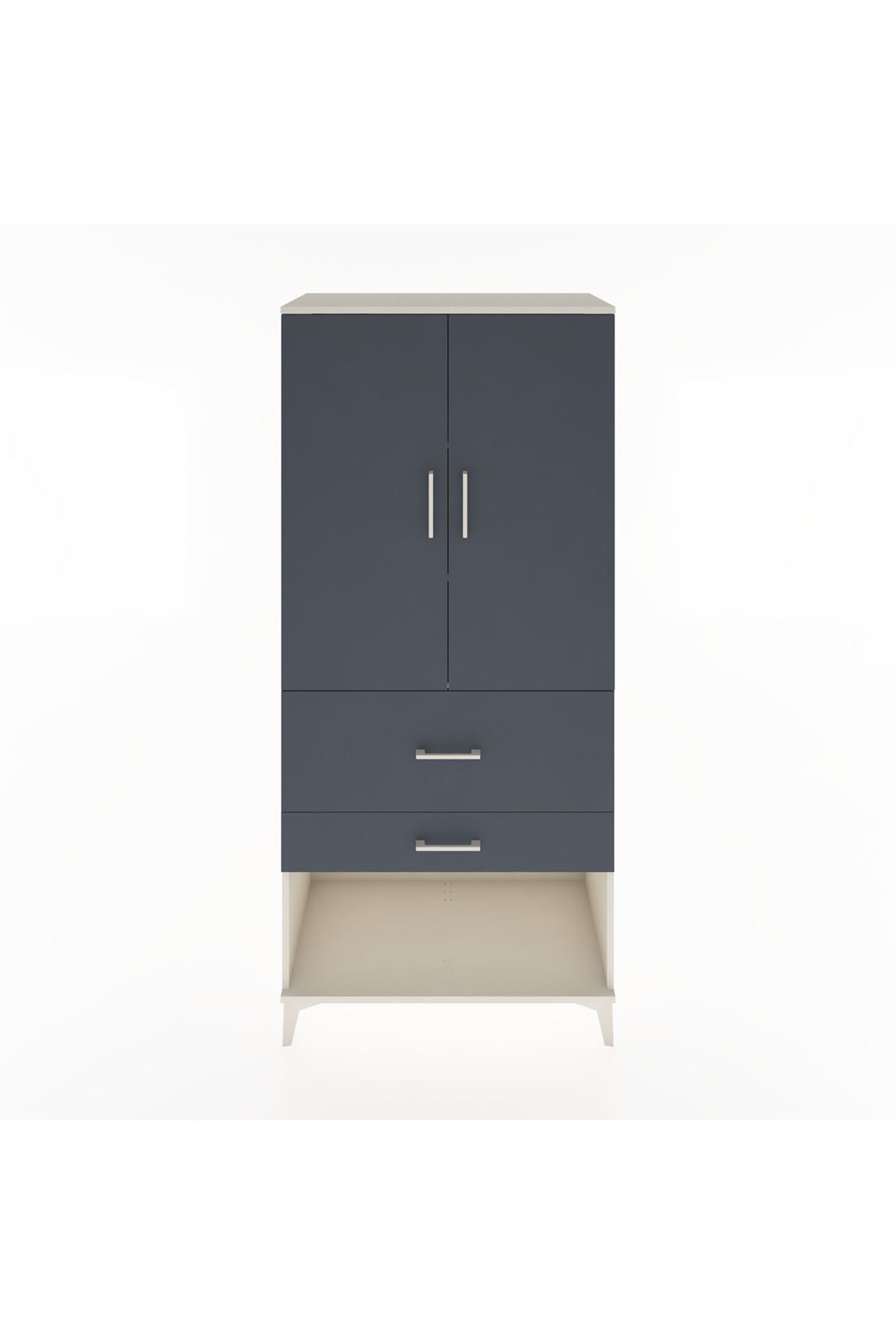 Hyperion Dolap 3 Raflı 2 Çekmeceli 2 Kapaklı 88x44x195 Aytaşı-Antrasit