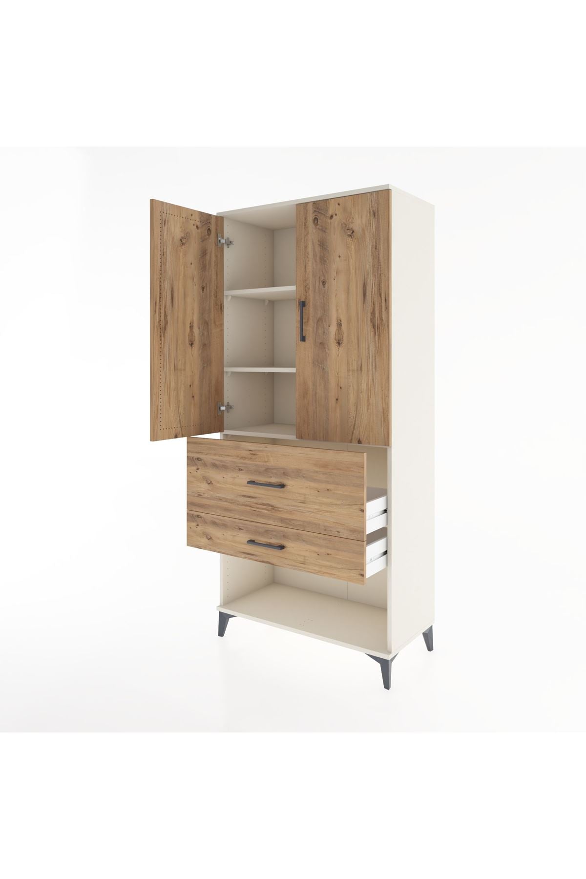 Hyperion Dolap 3 Raflı 2 Çekmeceli 2 Kapaklı 88x44x195 Aytaşı-Çam