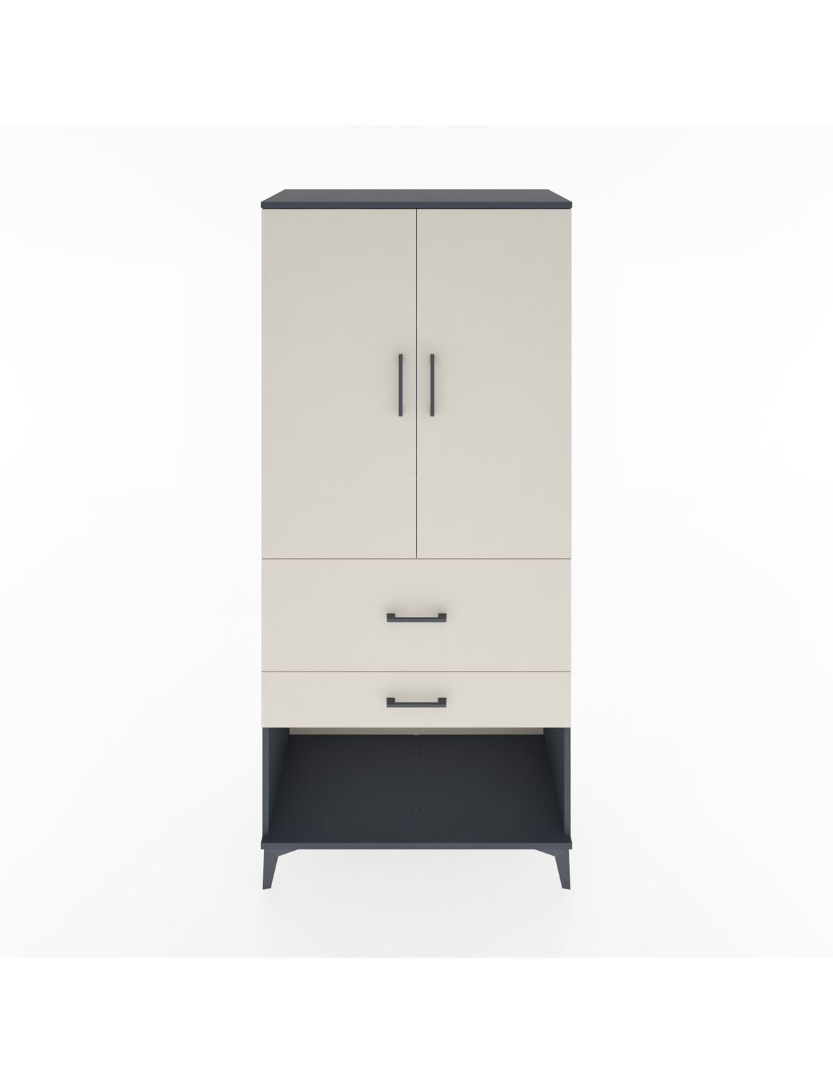 Hyperion Dolap 3 Raflı 2 Çekmeceli 2 Kapaklı 88x44x195 Antrasit-Aytaşı