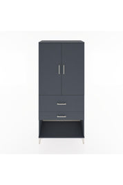 Hyperion Dolap 3 Raflı 2 Çekmeceli 2 Kapaklı 88x44x195 Antrasit-Antrasit